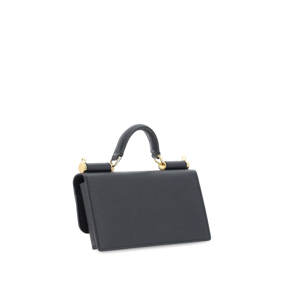 Dolce & Gabbana Sicily micro Black Leather Shoulder Bag