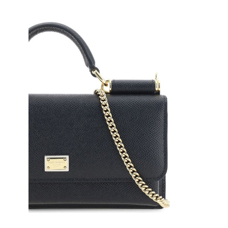 Dolce & Gabbana Sicily micro Black Leather Shoulder Bag