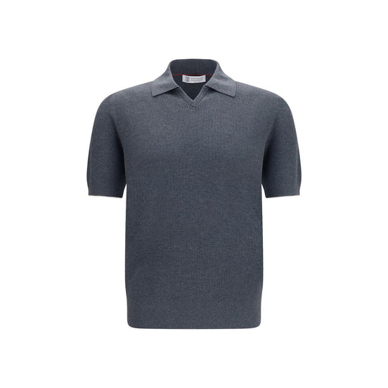 Brunello Cucinelli Gray Cotton Polo Shirt