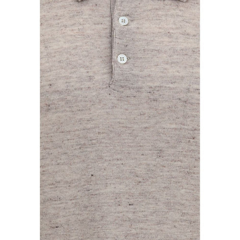 Brunello Cucinelli Beige Linen Polo Shirt