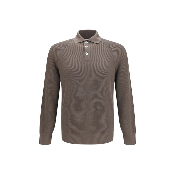 Brunello Cucinelli Brown Cotton Polo Shirt