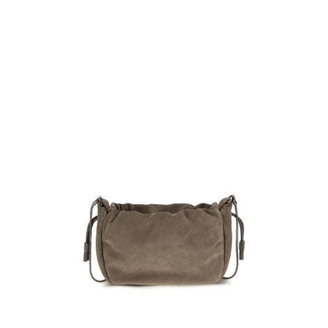 Brunello Cucinelli Brown Calf Leather Bos Taurus Shoulder Bag