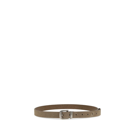 Brunello Cucinelli Beige Calf Leather Bos Taurus Thin Belt