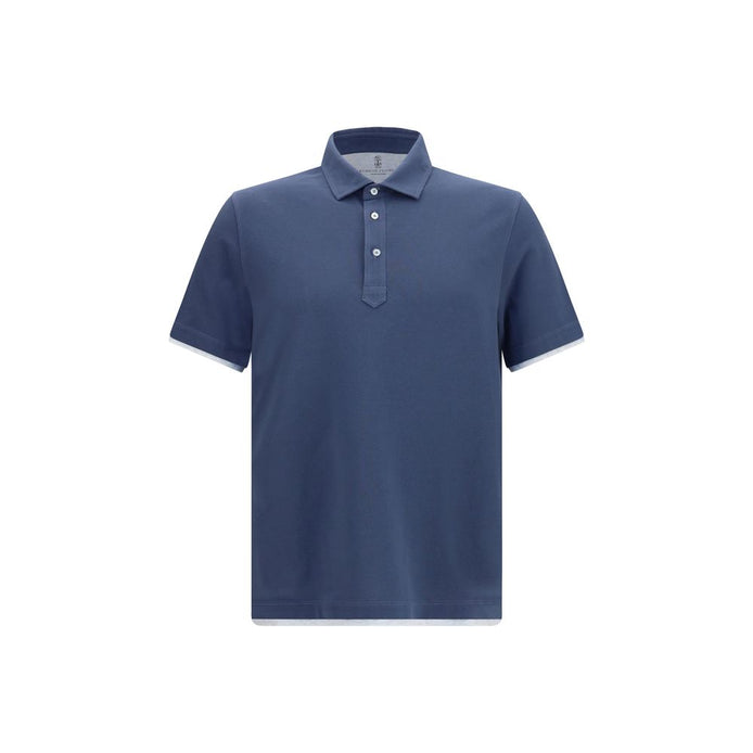 Brunello Cucinelli Blue Cotton Polo Shirt