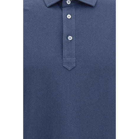 Brunello Cucinelli Blue Cotton Polo Shirt
