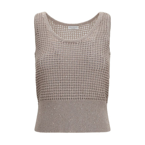 Brunello Cucinelli Beige Cotton Tank Tops