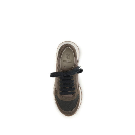 Brunello Cucinelli Brown Calf Leather Bos Taurus Athletic Sneakers