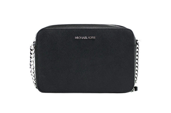 Michael Kors Jet Set Large East West Black Saffiano Leather Crossbody Handbag