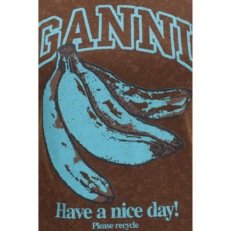 Ganni Brown Cotton T-Shirt
