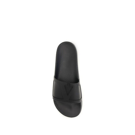 Valentino Garavani Black Rubber Flat Sandals