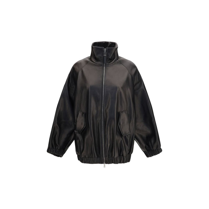 Brunello Cucinelli Black Lamb Ovis Aries Aries Leather Jacket