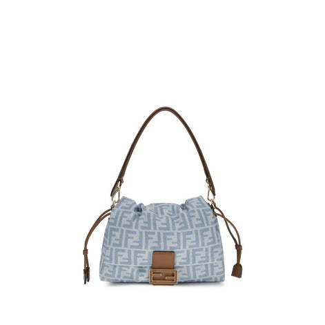 Fendi Mamma Baguette medium Blue Cotton Shoulder Bag