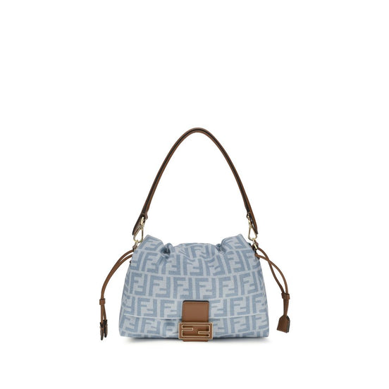 Fendi Mamma Baguette medium Blue Cotton Shoulder Bag
