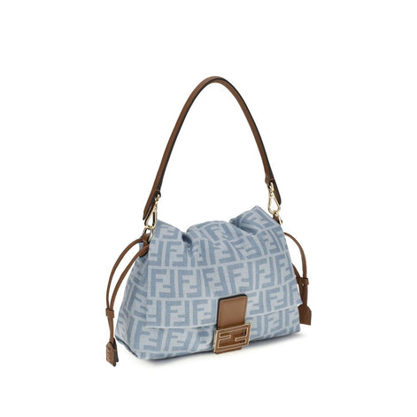 Fendi Mamma Baguette medium Blue Cotton Shoulder Bag