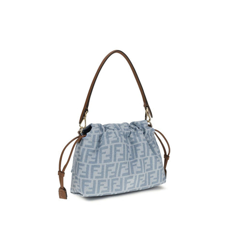 Fendi Mamma Baguette medium Blue Cotton Shoulder Bag