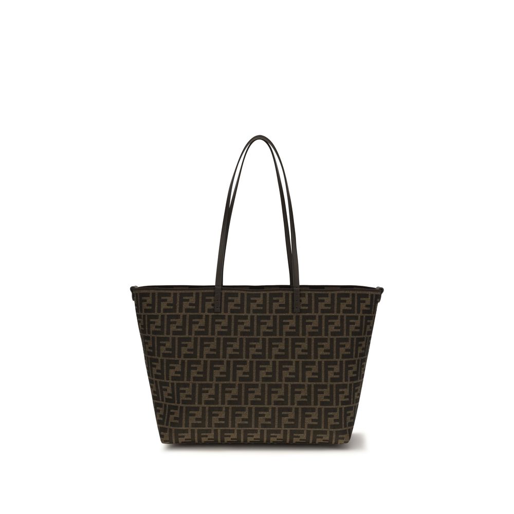 Fendi Roll medium Brown Fabric Shoulder Bag
