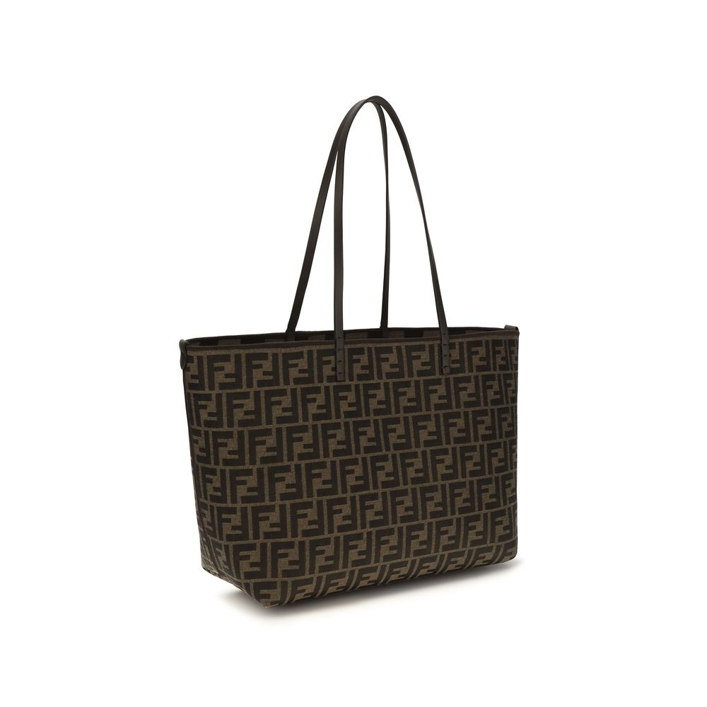 Fendi Roll medium Brown Fabric Shoulder Bag