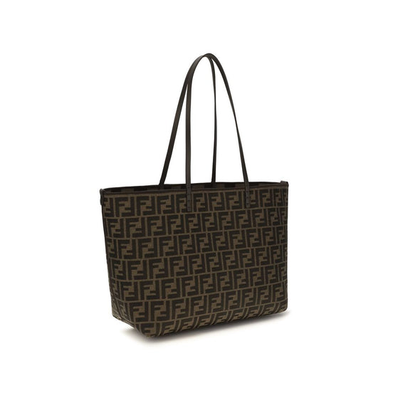 Fendi Roll medium Tote Brown Fabric Shoulder Bag