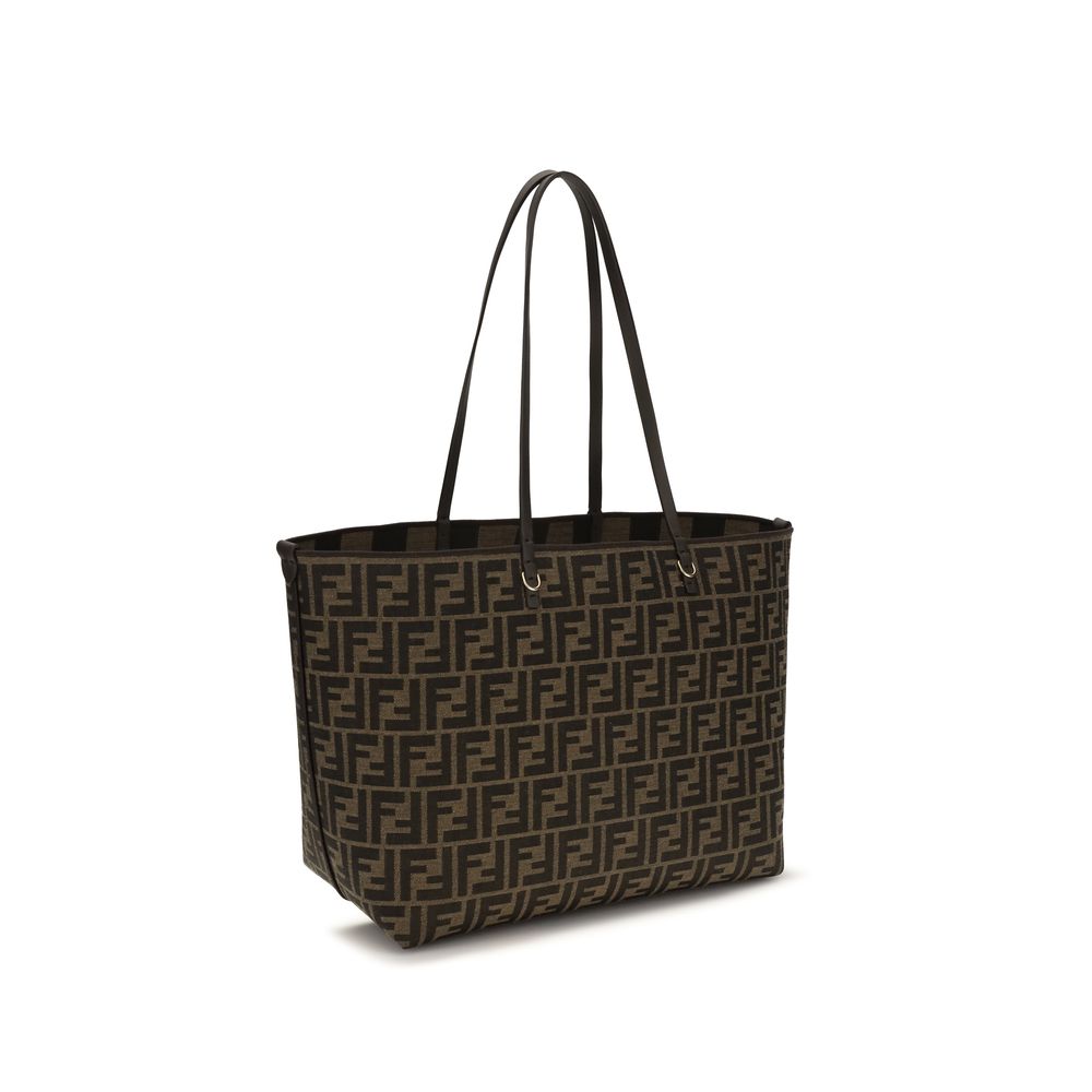Fendi Roll medium Brown Fabric Shoulder Bag