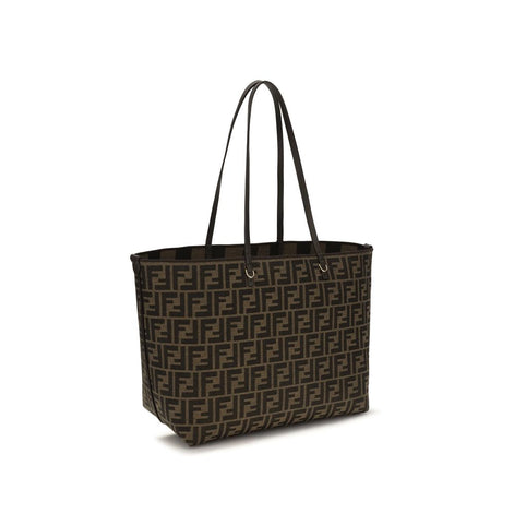 Fendi Roll medium Brown Fabric Shoulder Bag