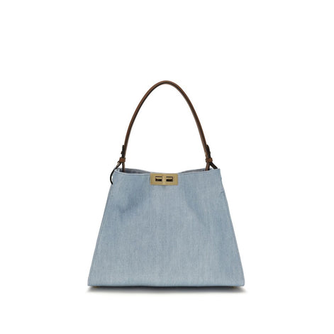 Fendi Way medium Blue Cotton Handbag