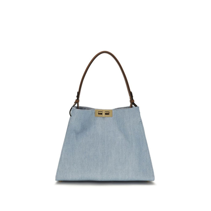 Fendi Way medium Blue Cotton Handbag