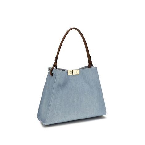 Fendi Way medium Blue Cotton Handbag