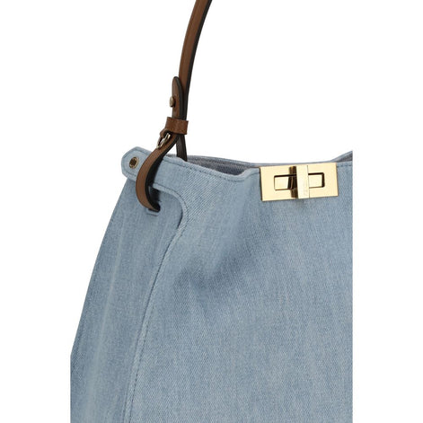 Fendi Way medium Blue Cotton Handbag