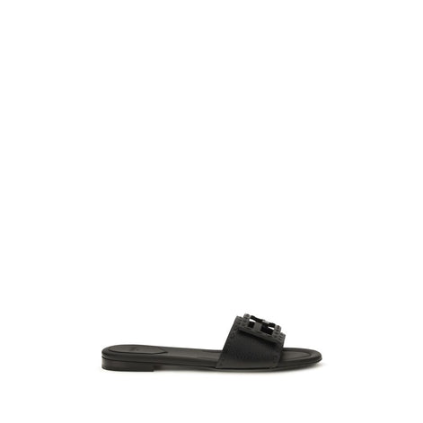 Fendi Black Leather Flat Sandals