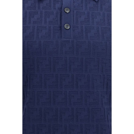 Fendi Blue Cotton Polo Shirt
