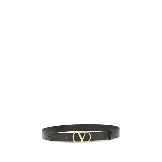 Valentino Garavani Black Calf Leather Bos Taurus Regular Belt