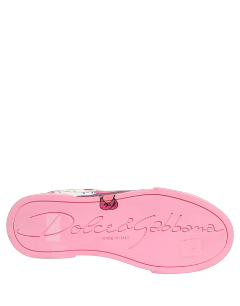 Dolce & Gabbana White Pink Portofino Royal Pig Sneakers Shoes