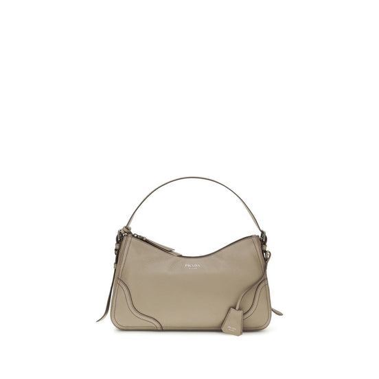 Prada Aimée large Gray Leather Shoulder Bag