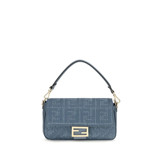 Fendi Baguette Blue Raffia Shoulder Bag