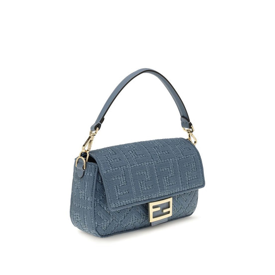 Fendi Baguette Blue Raffia Shoulder Bag