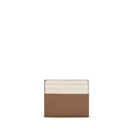 Prada Saffiano Cardholder Beige Leather Wallet