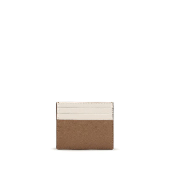 Prada Saffiano Cardholder Beige Leather Wallet