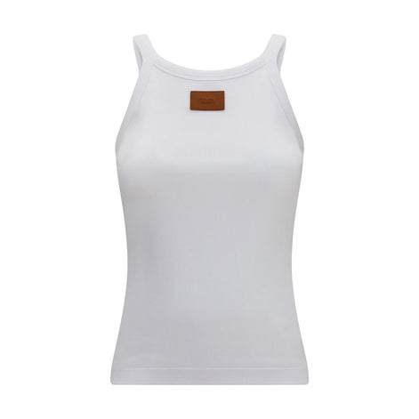 Fendi White Cotton Sleeveles T-Shirt