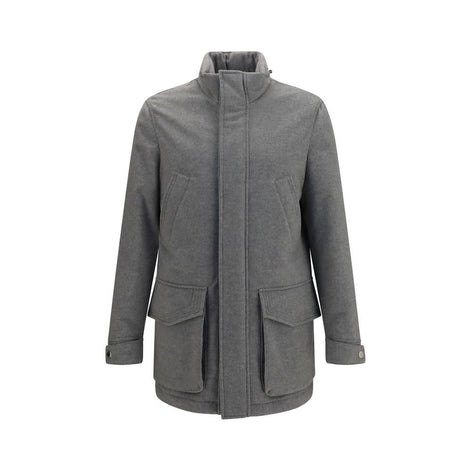 Brunello Cucinelli Gray Cashmere Full-Length Jacket