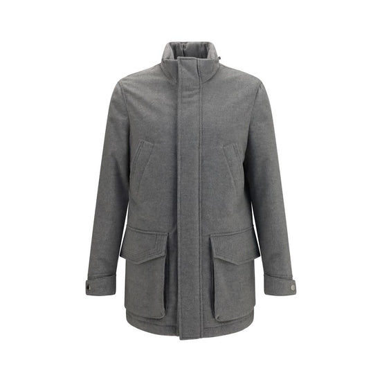 Brunello Cucinelli Gray Cashmere Full-Length Jacket