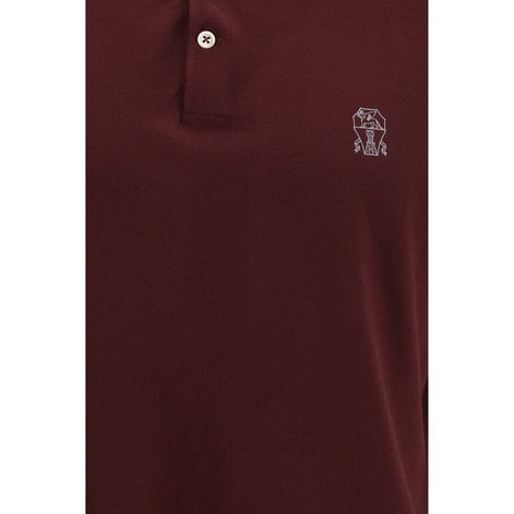 Brunello Cucinelli Bordeaux Cotton Polo Shirt