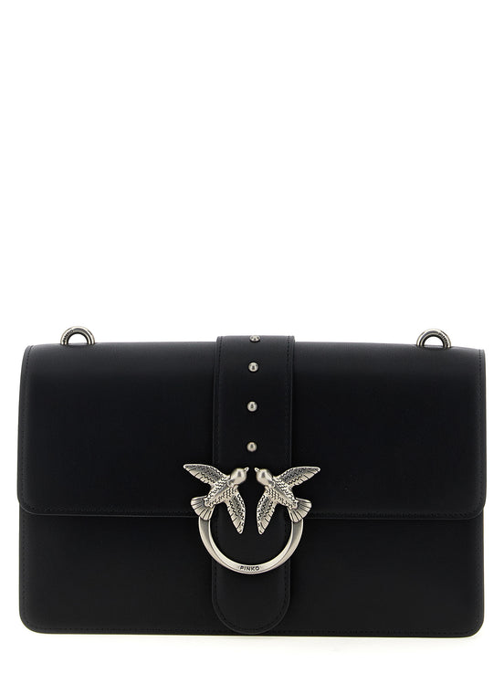 PINKO Black Goatskin Crossbody Bag