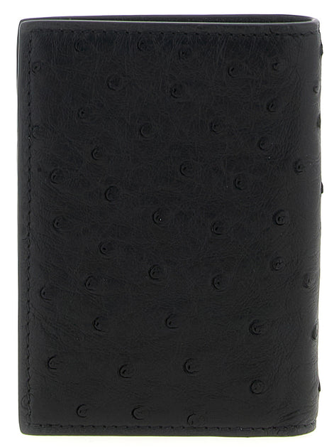 Valentino Garavani Black Ostrich Skin Cardholder