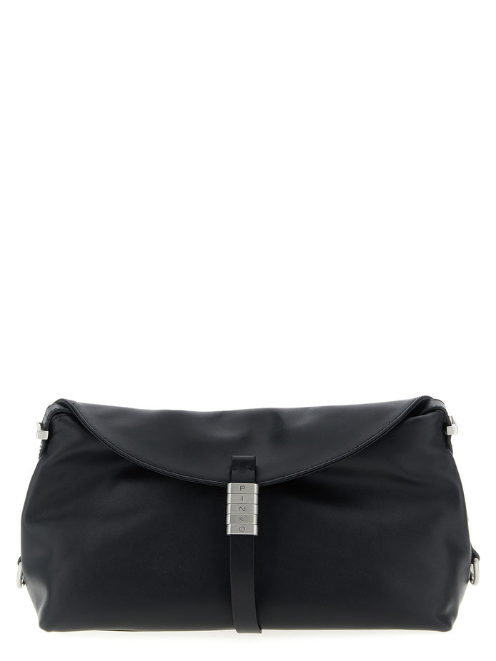 PINKO Black Goatskin Shoulder Bag