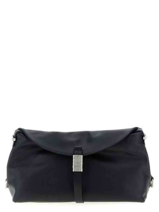 PINKO Black Goatskin Shoulder Bag