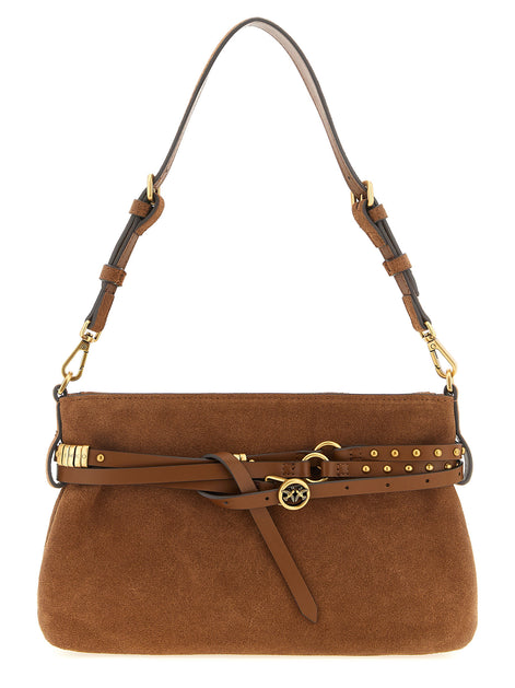 PINKO Brown Lamb Leather Shoulder Bag