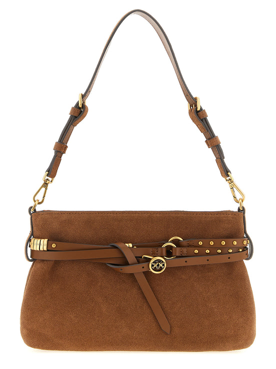 PINKO Brown Lamb Leather Shoulder Bag