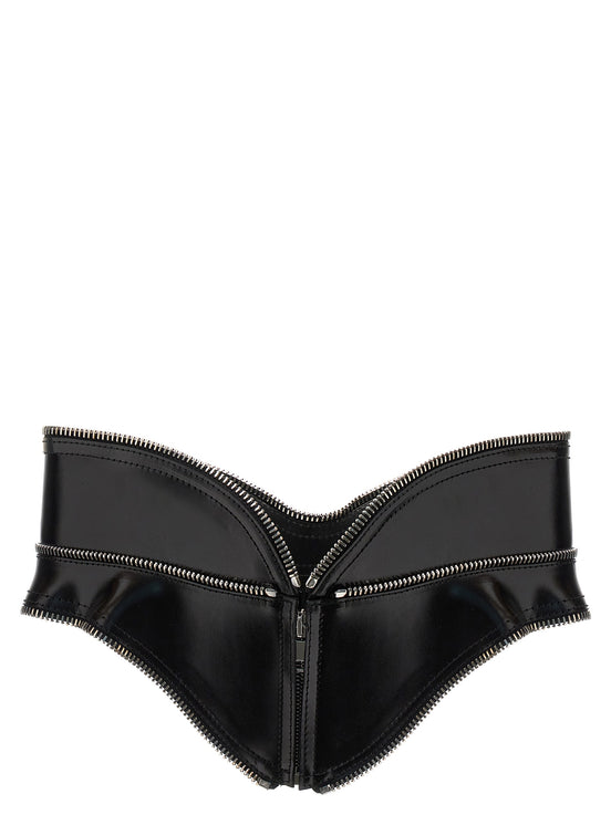 Alexander McQueen Black Leather Regular Belt