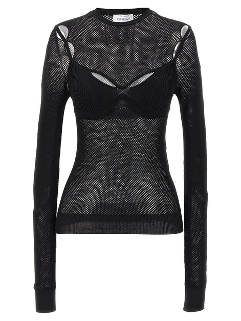 Off-White Black Viscose Tank Tops