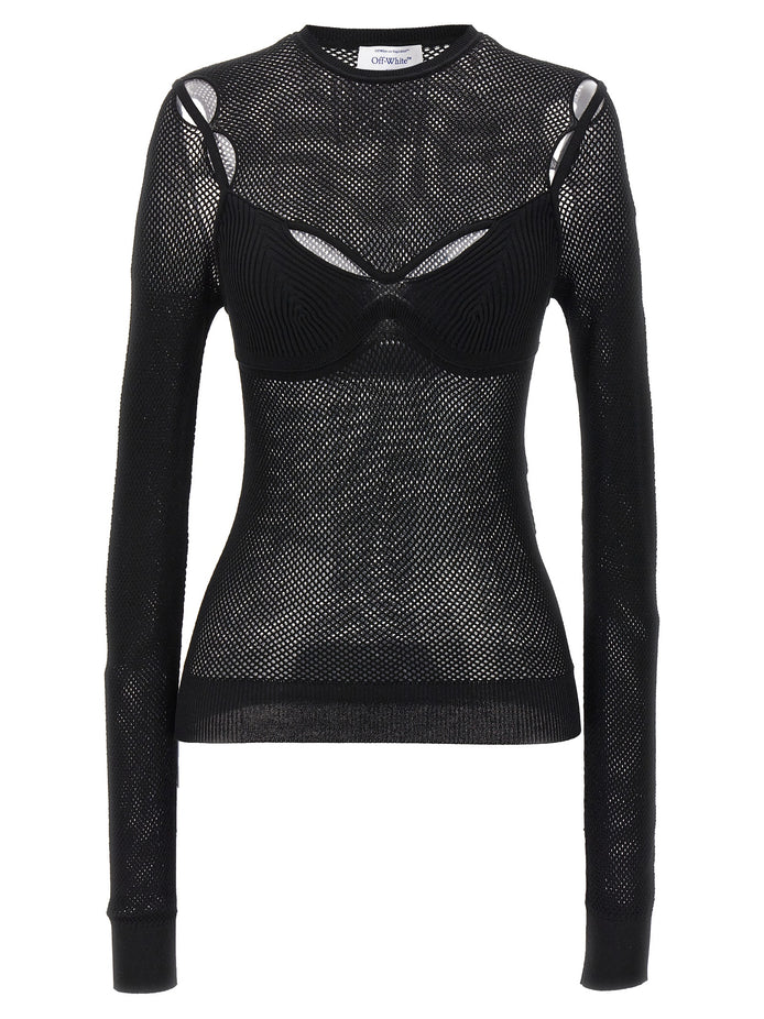 Off-White Black Viscose Tank Tops